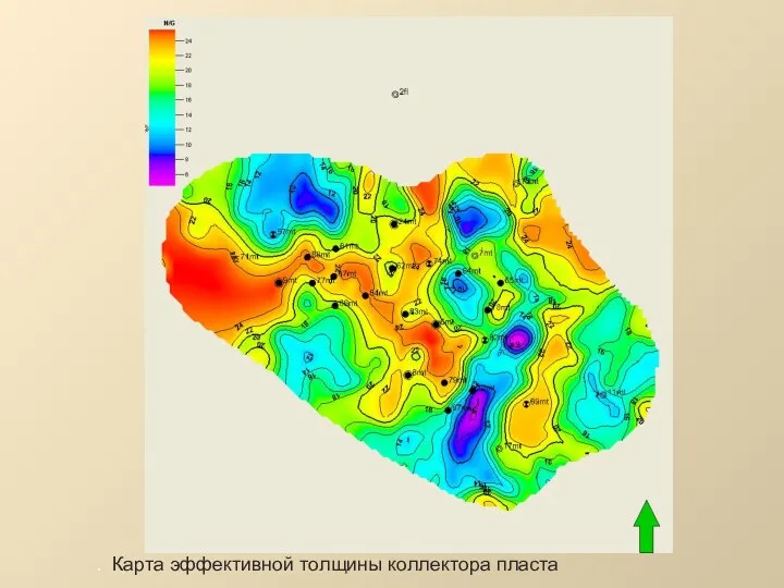 . Карта эффективной толщины коллектора пласта