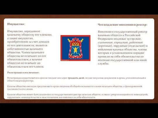 Что подлежит внесению в реестр: Внесению в государственный реестр казачьих обществ в