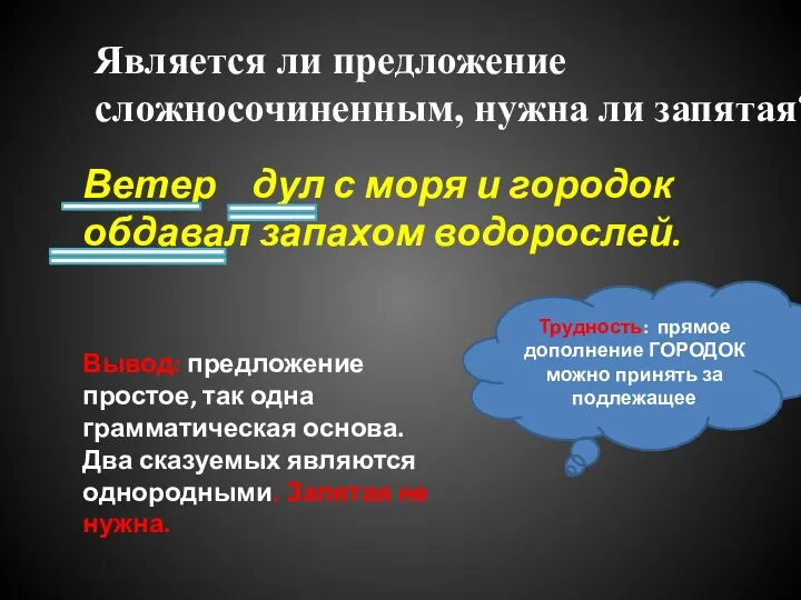 Является ли предложение сложносочиненным, нужна ли запятая? Ветер дул с моря и