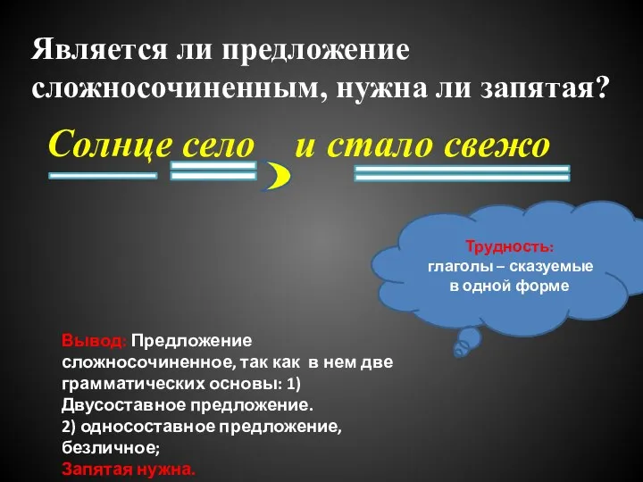 Солнце село и стало свежо Является ли предложение сложносочиненным, нужна ли запятая?