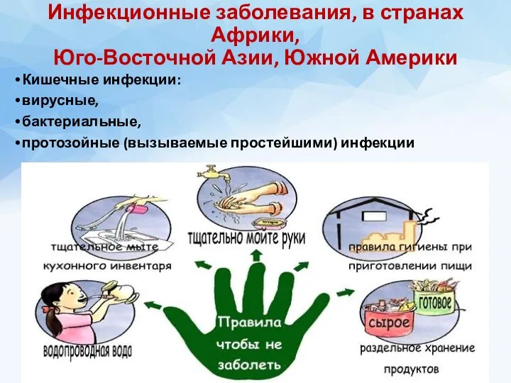 Инфекционные заболевания, в странах Африки, Юго-Восточной Азии, Южной Америки Кишечные инфекции: вирусные,