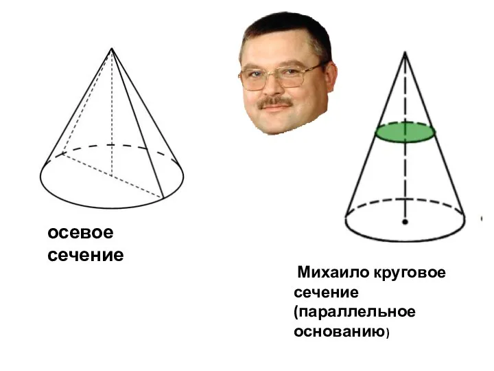 Михаило круговое сечение (параллельное основанию) осевое сечение