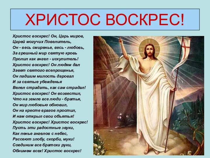 Христос воскрес! Он, Царь миров, Царей могучих Повелитель, Он - весь смиренье,