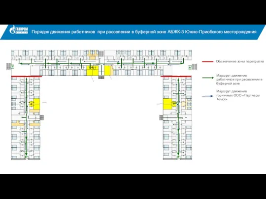 Порядок движения работников при расселении в буферной зоне АБЖК-3 Южно-Приобского месторождения Маршрут
