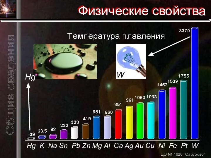 ЦО № 1828 "Сабурово" Физические свойства