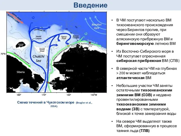 Введение Схема течений в Чукотском море (Brugler et al., 2014). В ЧМ