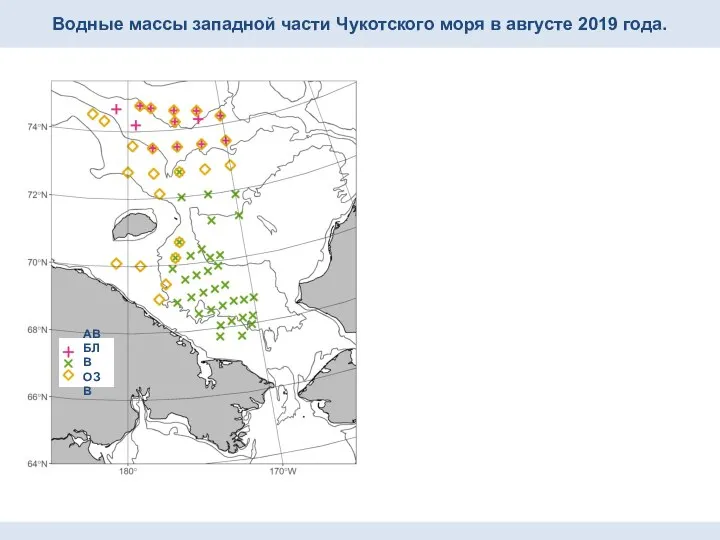 Водные массы западной части Чукотского моря в августе 2019 года. АВ БЛВ ОЗВ