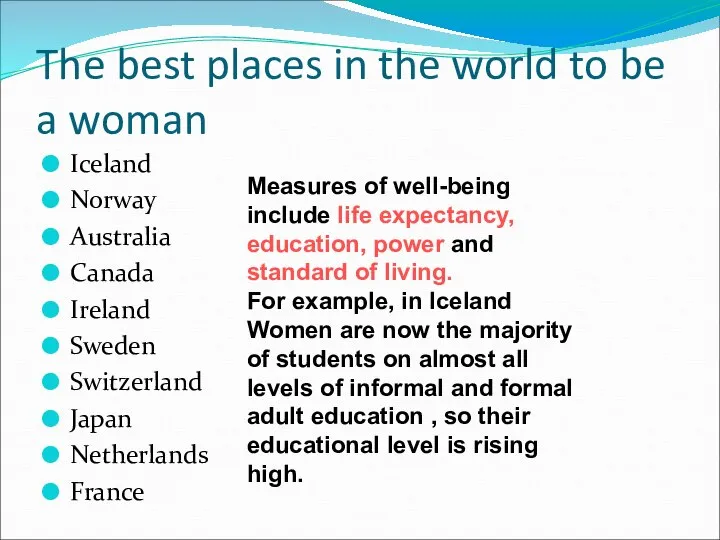 The best places in the world to be a woman Iceland Norway