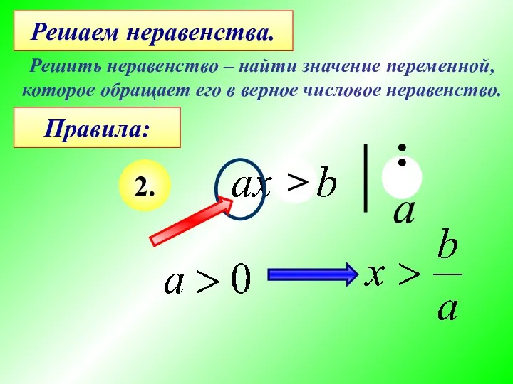 Решаем неравенства. Решить неравенство – найти значение переменной, которое обращает его в