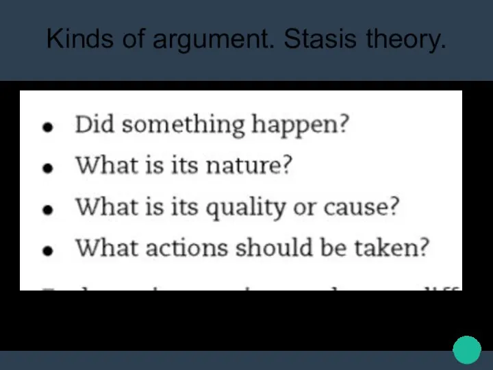 Kinds of argument. Stasis theory.