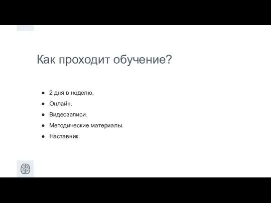 Как проходит обучение? 2 дня в неделю. Онлайн. Видеозаписи. Методические материалы. Наставник.