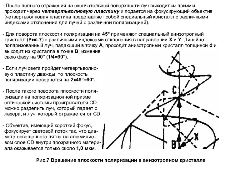 После полного отражения на окончательной поверхности луч выходит из призмы, проходит через