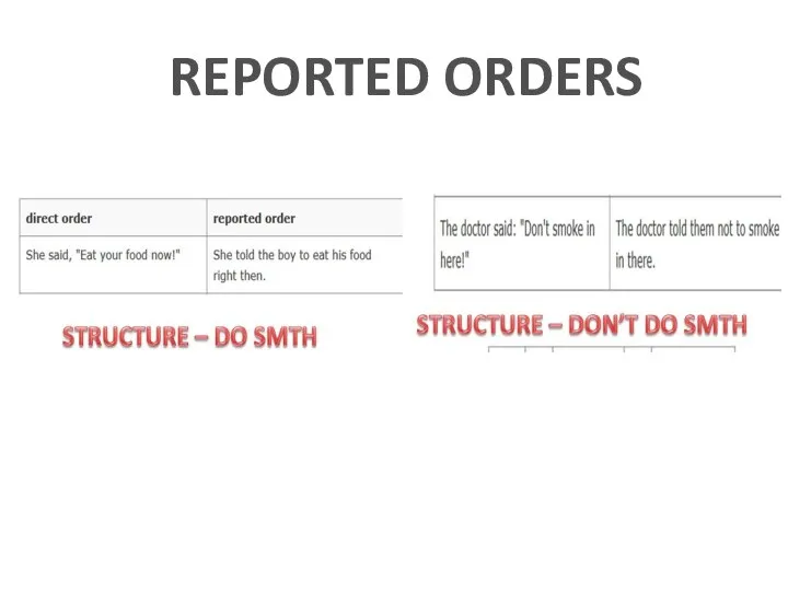 REPORTED ORDERS