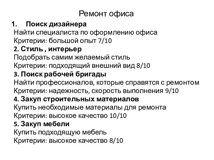 Ремонт офиса Поиск дизайнера Найти специалиста по оформлению офиса Критерии: большой опыт