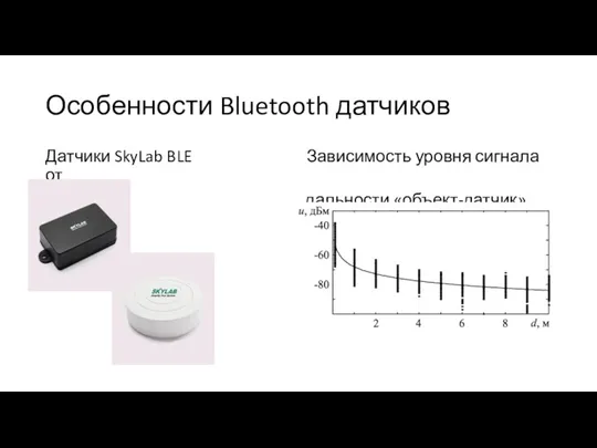Особенности Bluetooth датчиков Датчики SkyLab BLE Зависимость уровня сигнала от дальности «объект-датчик»