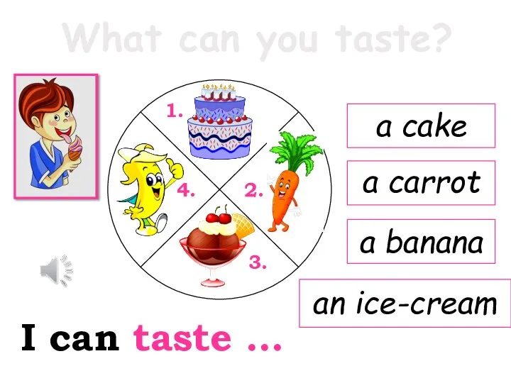 What can you taste? I can taste … an ice-cream a cake
