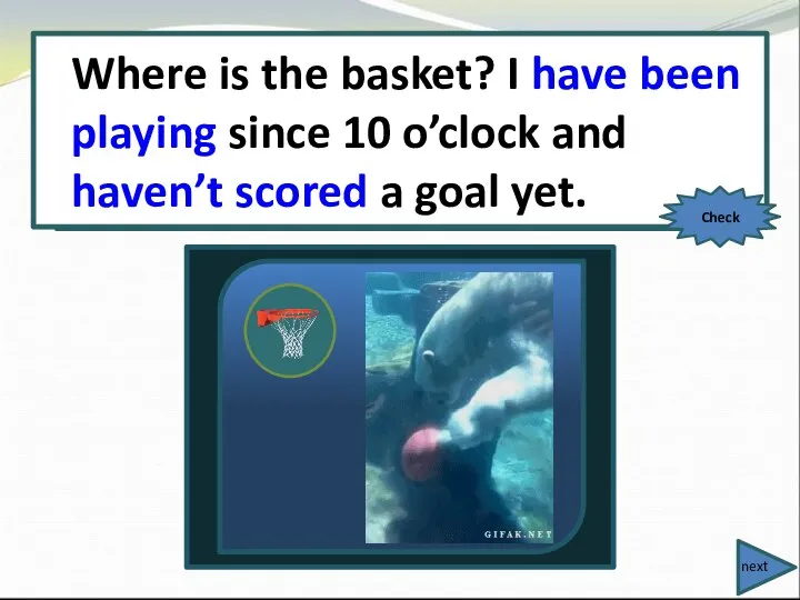 Where is the basket? I (play) since 10 o’clock and (not score)