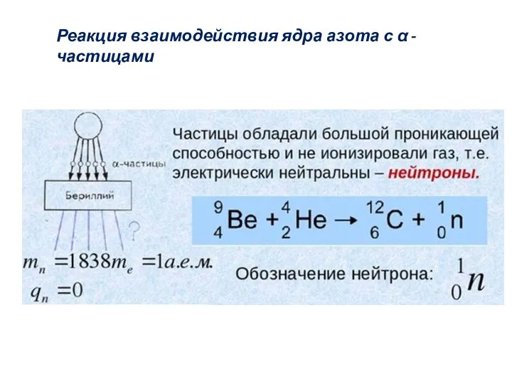 Реакция взаимодействия ядра азота с α - частицами