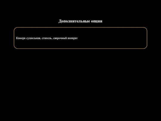 Дополнительные опции Камера сушильная, стапель, сварочный аппарат