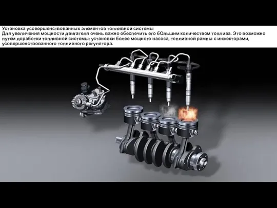 Установка усовершенствованных элементов топливной системы Для увеличения мощности двигателя очень важно обеспечить