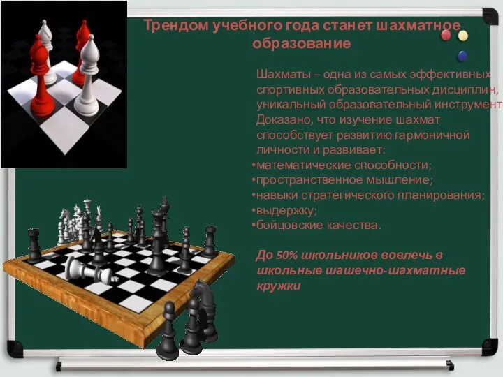 Трендом учебного года станет шахматное образование Шахматы – одна из самых эффективных