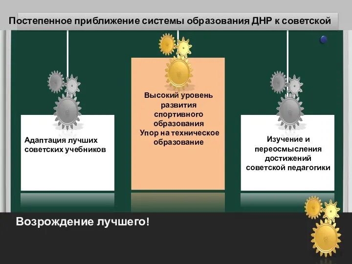 Постепенное приближение системы образования ДНР к советской Возрождение лучшего!