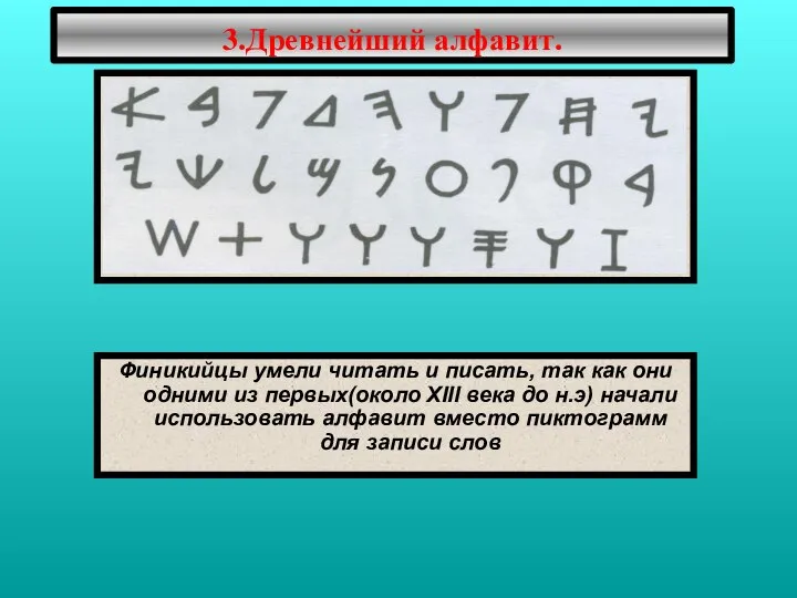 Финикийцы умели читать и писать, так как они одними из первых(около XIII