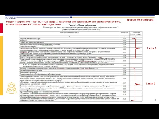 форма № 3-информ 1 или 2 1 или 2 Раздел 1 (строки