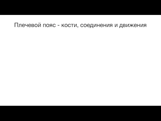 Плечевой пояс - кости, соединения и движения