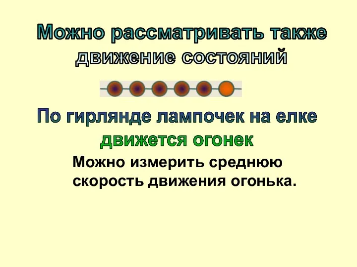 Можно рассматривать также движение состояний По гирлянде лампочек на елке движется огонек