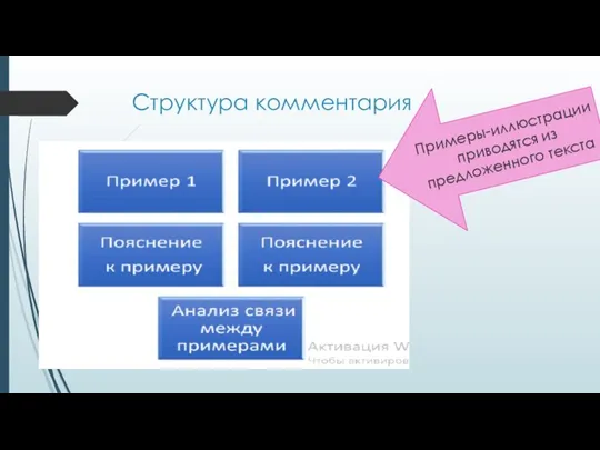 Структура комментария Примеры-иллюстрации приводятся из предложенного текста