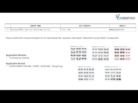 Наша компания специализируется на производстве грузовых фонарей. Широкий ассортимент продукции. Applicable Models: