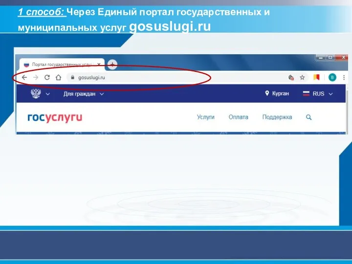 1 способ: Через Единый портал государственных и муниципальных услуг gosuslugi.ru