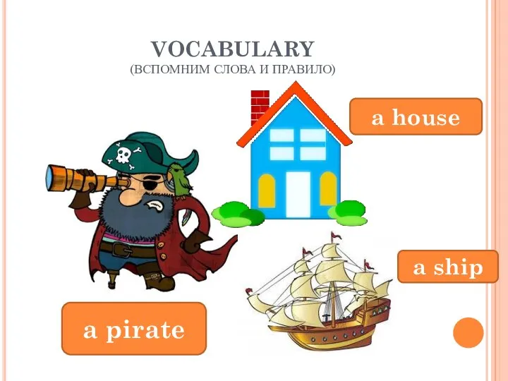 VOCABULARY (ВСПОМНИМ СЛОВА И ПРАВИЛО) a pirate a house a ship