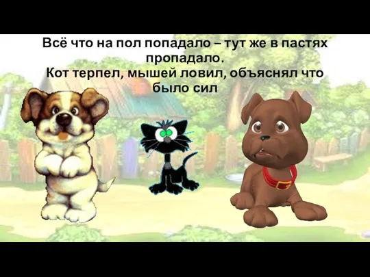 Всё что на пол попадало – тут же в пастях пропадало. Кот