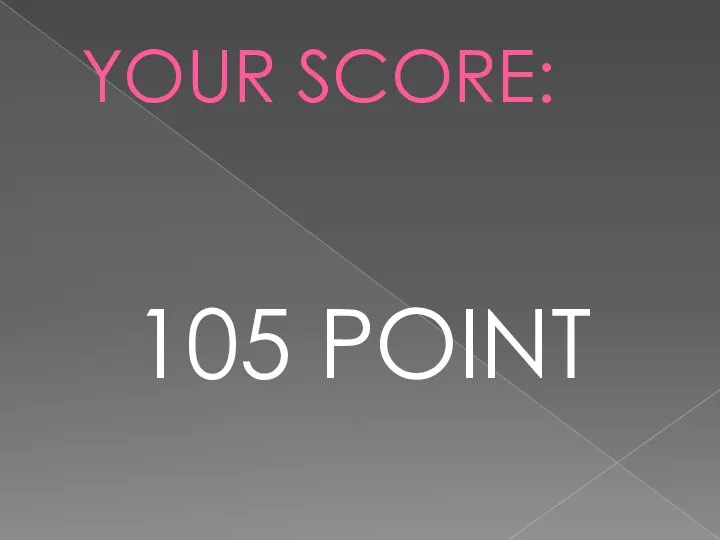 YOUR SCORE: 105 POINT