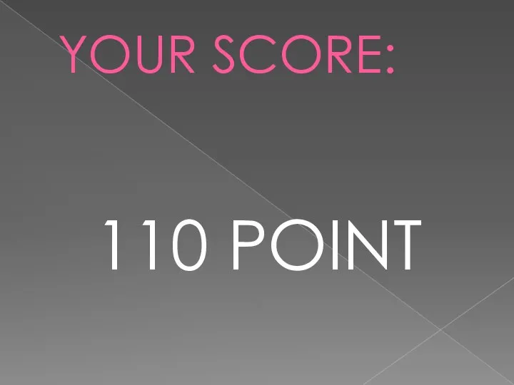 YOUR SCORE: 110 POINT