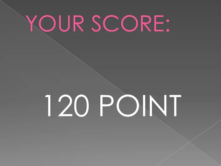 YOUR SCORE: 120 POINT