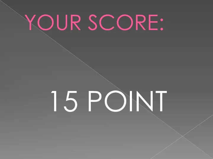YOUR SCORE: 15 POINT