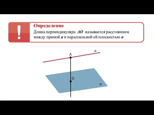 Определение Длина перпендикуляра АО называется расстоянием между прямой а и параллельной ей