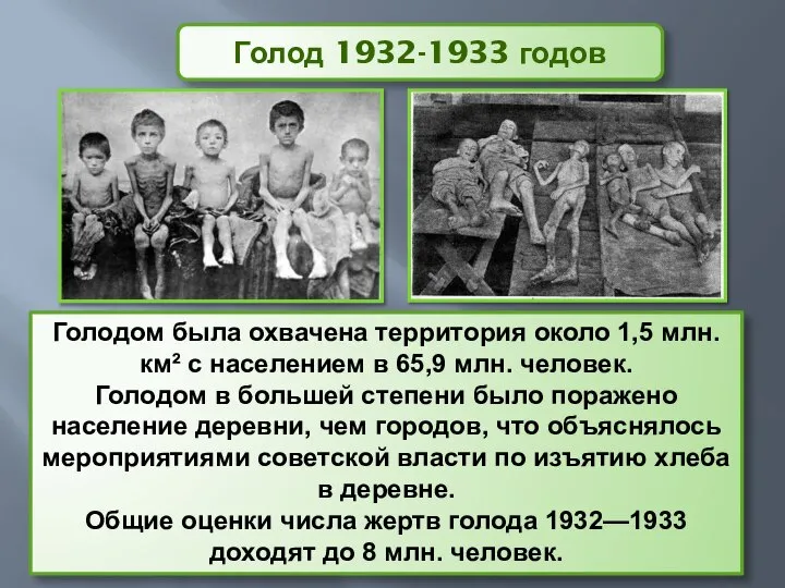 Голодом была охвачена территория около 1,5 млн. км² с населением в 65,9