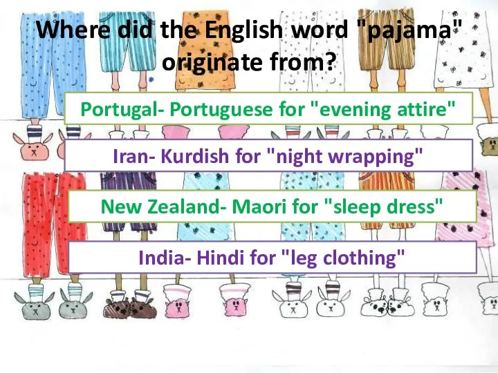Where did the English word "pajama" originate from? Iran- Kurdish for "night
