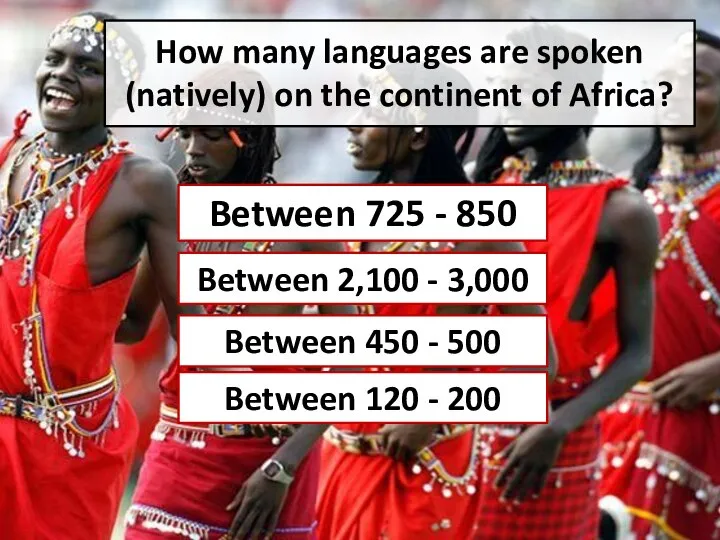 How many languages are spoken (natively) on the continent of Africa? Between