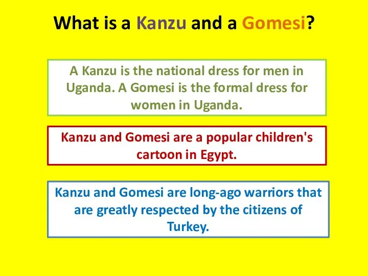 What is a Kanzu and a Gomesi? A Kanzu is the national