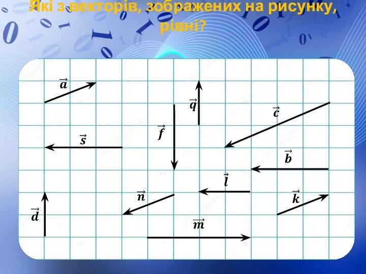 Які з векторів, зображених на рисунку, рівні?