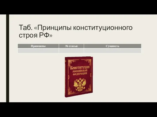 Таб. «Принципы конституционного строя РФ»