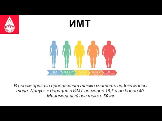 ИМТ В новом приказе предлагают также считать индекс массы тела. Допуск к