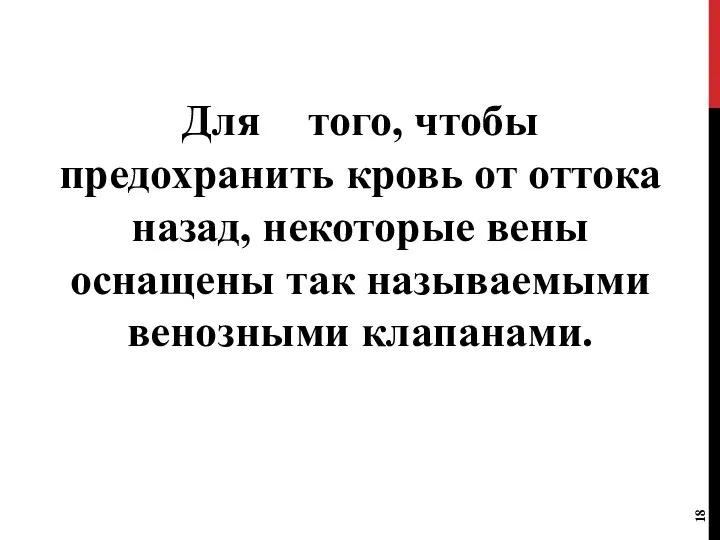 Для того, чтобы предохранить кровь от оттока назад, некоторые вены оснащены так называемыми венозными клапанами.