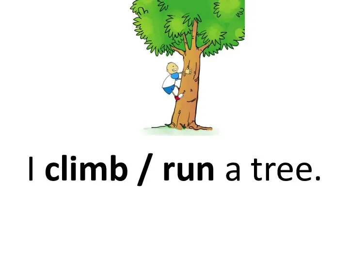 I climb / run a tree.