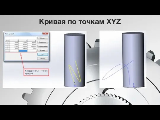 Кривая по точкам XYZ Координаты точек кривой